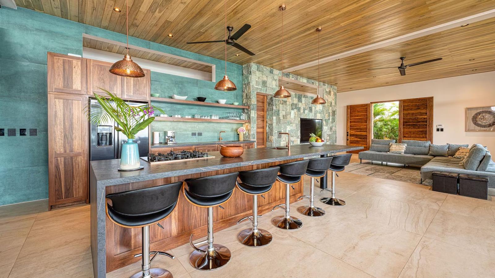 the kitchen and the long open living space