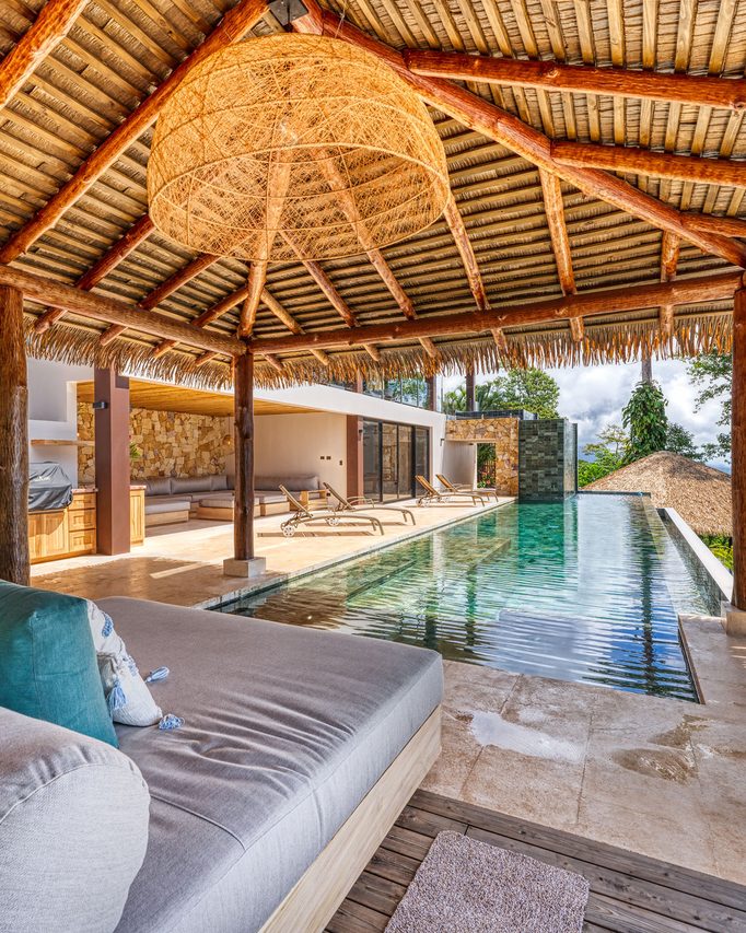 the loungers along the pool